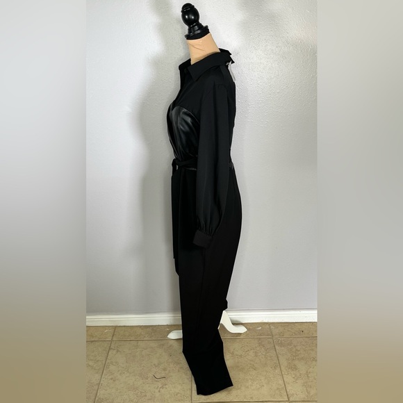 Gabrielle Union Black Faux Leather Corset Belted Jumpsuit M | boss babe cocktail - Picture 3 of 10